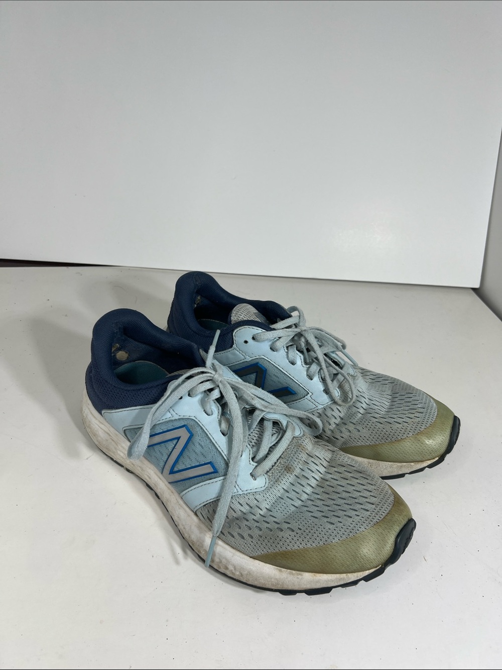 New Balance Pale Blue and Navy Athletic Sneakers